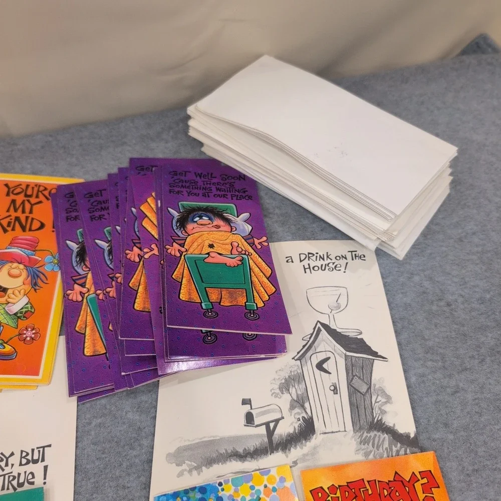 Vintage Style Humorous Greeting Cards Lot 100+ Bulk Variety Birthdays Envelopes - Picture 5 of 5